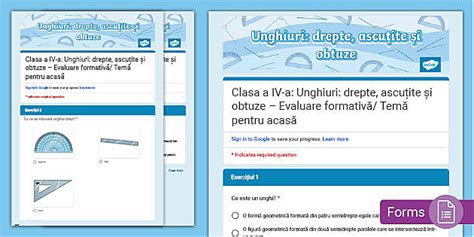 Clasa 4 Unghiuri drepte, ascuțite și obtuze Test Temă online