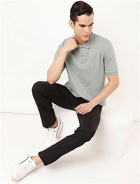 Buy Pure Cotton Textured Polo Collar T-shirt at Marks & Spencer