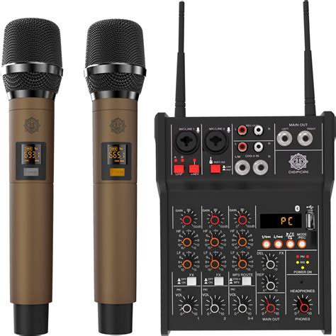 D-300 4 Channel Professional Audio Mixer With Dual Wireless Mic, Sound ...