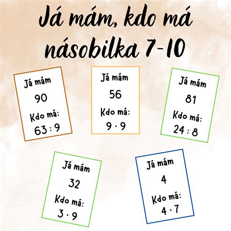 Násobilka 7-10 - Já mám, kdo má - Matematika | UčiteléUčitelům.cz