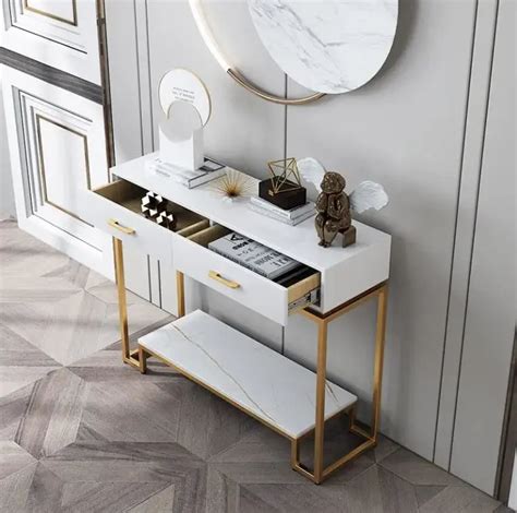 Shiny Galvanized Gold Party Background Pedestal Console Table – On Wood ...