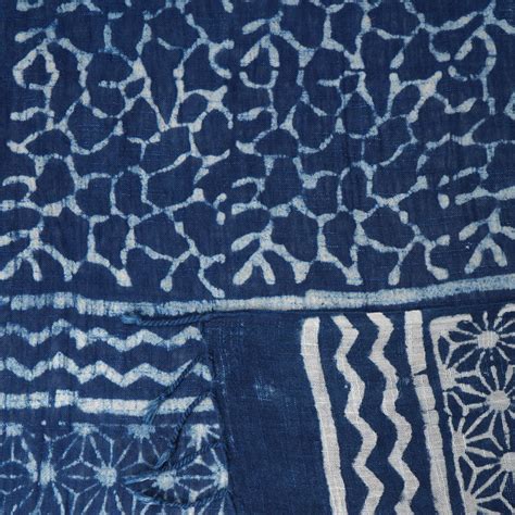 Buy Royal Blue Color Handcrafted Block Printed Cotton Stole 47152/7 | FFAB