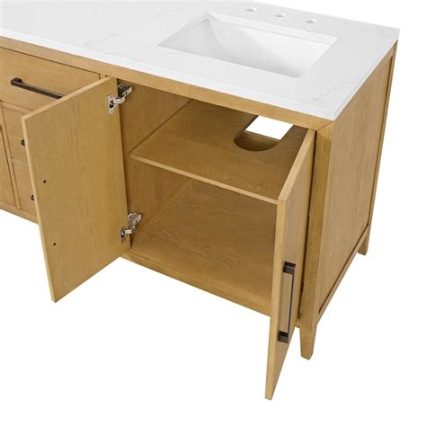 Wavecrest Designs 60-in Wire-brushed Light Oak Undermount Double Sink ...