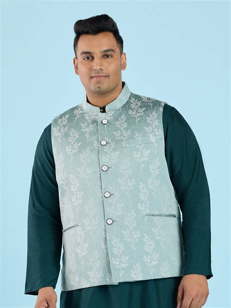Get Plus Size Plus Size Jacquard Bandgala Waistcoat | XL - 6XL for MEN ...