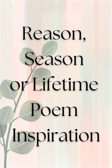11 Reason, Season & A Lifetime Poem Inspiration - Aestheticpoems