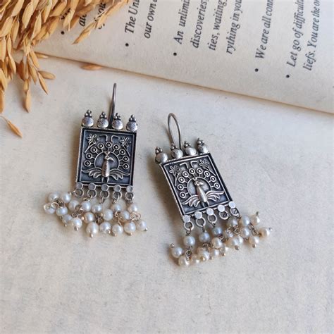 "Tamanna" Silver Look Alike Oxidized Earrings – The Fiona Store