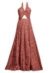 Buy Pink Net Halter Flared Gown For Women by Ohaila Khan Online at Aza ...
