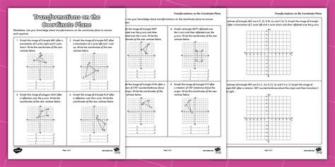 Eighth Grade Transformations on the Coordinate Plane Test