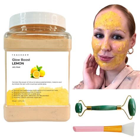 Buy Lemon Jelly Face Mask for Facials - 23 Fl Oz Jar with Free Jade ...