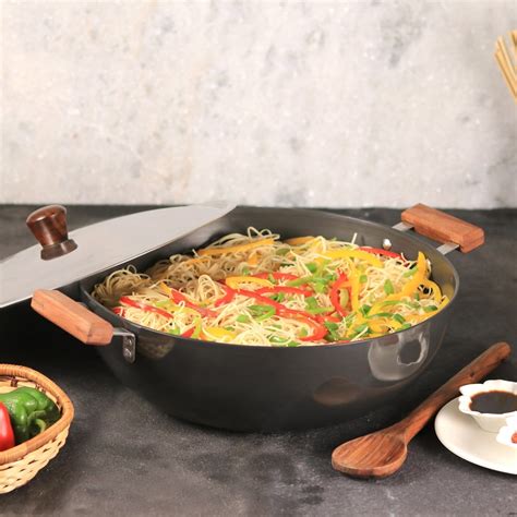 Buy Ebony Hard Anodized Wok With Lid,24cm Online At Best Price ...