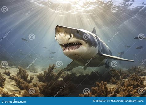 Great White Shark Underwater, Generative AI Stock Illustration ...