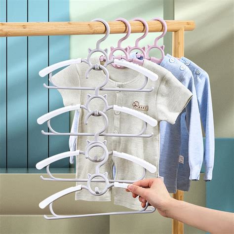 5pcs Clothes Hanger Non Slip Retractable Plastic Baby Drying Rack For ...