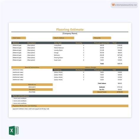 Free Flooring Estimate Templates (Excel, Word)
