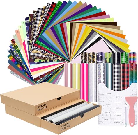 Amazon.com: Heat Transfer Vinyl Bundle, 60 Pcs + 3 Rolls Iron On Vinyl with Transfer Tape ...