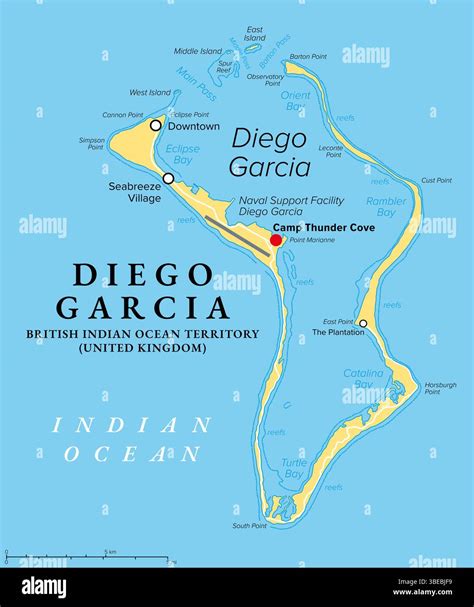 Diego Garcia, the largest island of the Chagos Archipelago, political ...
