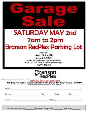 Fillable Online Garage Sale Registration Form - Branson Parks and ...