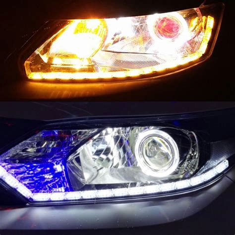 2Pcs Switchback Car Flexible LED Strip Light DRL Sequential Flow Turn ...