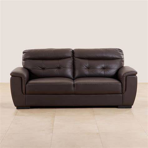 Buy (Refurbished) Corbis Half Leather 3-Seater Sofa - Brown from Home ...