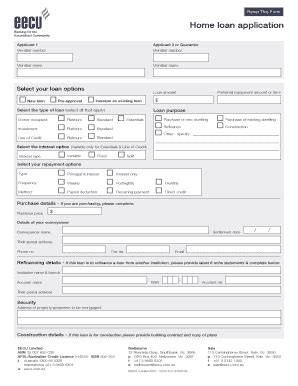 Fillable Online Home loan application - eecu.com.au Fax Email Print ...