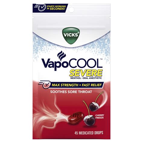 Vicks Vapo Cool Severe Menthol Drops, Cold Medicine for Sore Throat ...