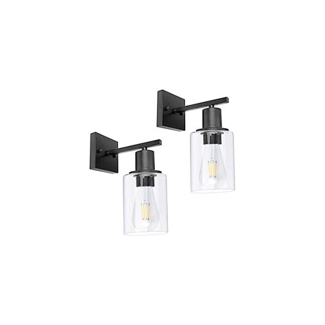 Buy ProChosen Wall Sconce Set of 2, Clear Glass Shade Bathroom Light ...