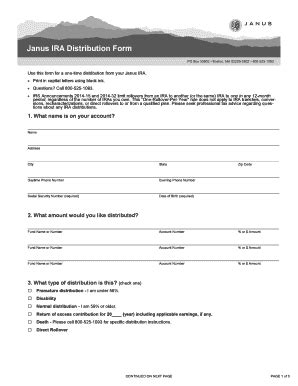 Fillable Online Janus IRA Distribution Form Fax Email Print - pdfFiller