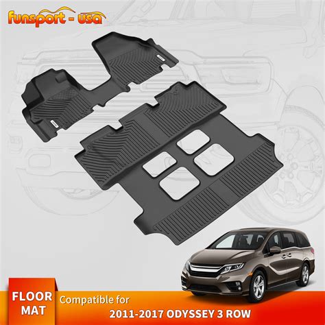 Custom Floor Mats 3 Row Liners Set for 2011-2017 Honda Odyssey TPE All ...