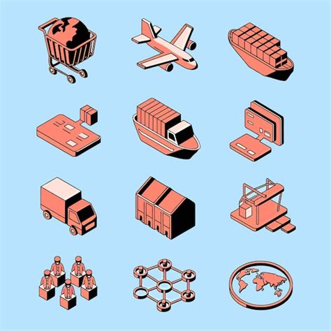 Vector icons ecommerce and logistical transport between countries ...