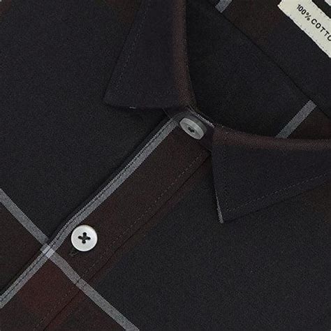 Men's 100% Cotton Windowpane Checks Half Sleeves Shirt (Coke)