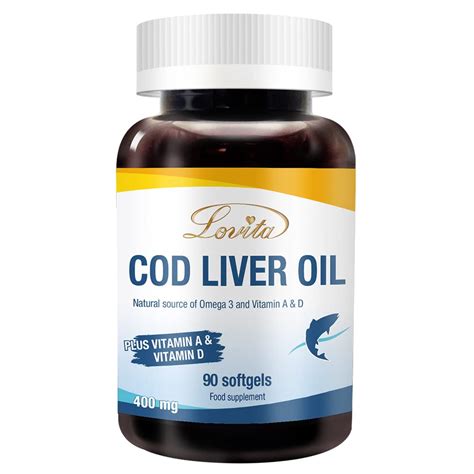 Buy Lovita Cod Liver Oil 400 mg, Omega 3 with A & D3, Norwegian Cod ...