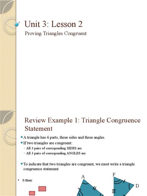 Lesson 2 - Proving Triangles Congruent Using Sas Sss Asa Aas | PDF | Arithmetic | Geometry