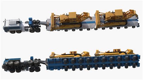 Powerful Duty Truck with Lowboy Trailer and Bulldozers 3D model | 3D ...
