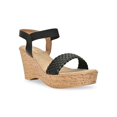 Buy ROCIA By Regal Black Women Braided Platform Wedges Online