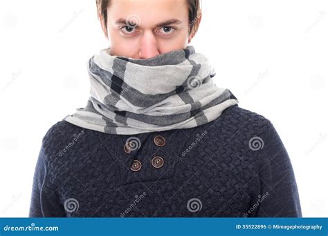 Portrait of a Male Fashion Model with Scarf Covering Face Stock Photo ...