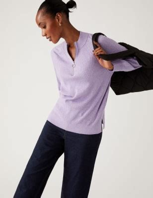 Soft Touch Ribbed Funnel Neck Jumper