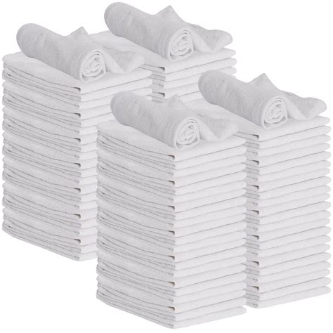 GREEN LIFESTYLE White Shop Towels 12x14, 100 Pack, 100% Cotton Super ...