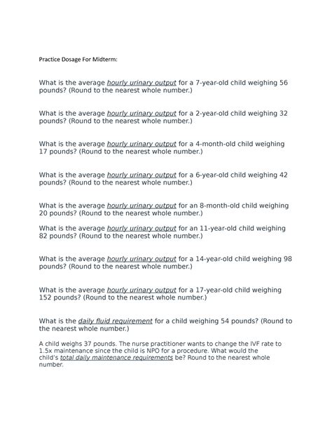 Practice+Dosage+For+Midterm - Practice Dosage For Midterm: What is the ...