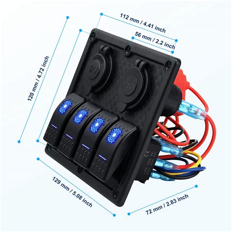 Kohree 4 Gang Toggle Switch Panel 12V /24V Waterproof Rocker Switch ...