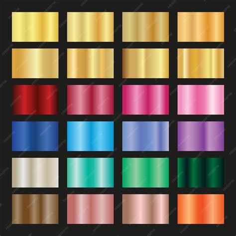 Collection of gradient metallic color palette | Premium Vector