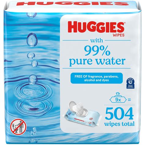 Amazon.com: Huggies 99% Pure Water Baby Wipes, Unscented, 9 flip-top ...