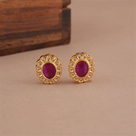 Cute antique gold ruby stone pendant set - smarsjewelrys