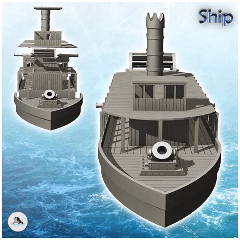 Fichier STL Bateau à aubes armé de canons (4) - USA America ACW ...