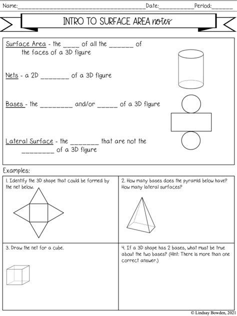 Image result for Surface Area Notes