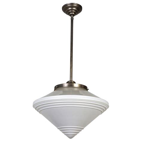 Art Deco Tiered Milk Glass Skyscraper Pendant Light at 1stDibs