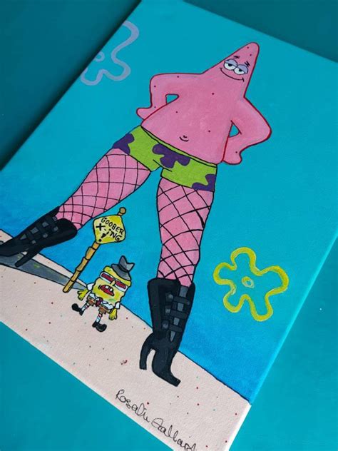 Patrick Star Fishnets Meme Canvas Painting Spongebob | Etsy Canada