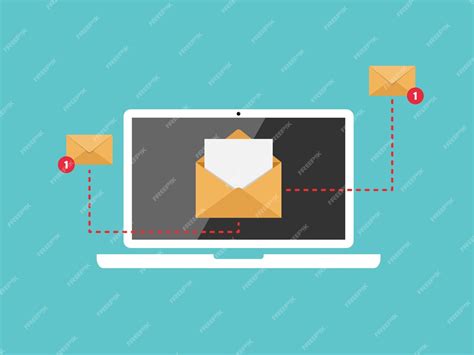 Sending and receiving email flat vector illustration of computer and ...