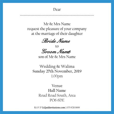 Invitation Card Wordings` - Card Template