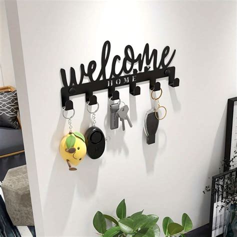 Wall Mounted Key Hook Rack - Modern Fashion Style Metal Keychain Holder ...