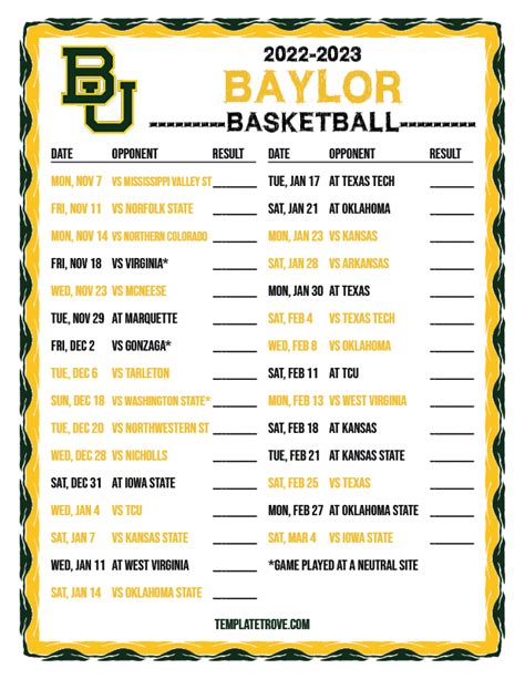 Baylor 2023 Academic Calendar - Printable Calendars AT A GLANCE