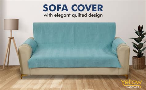 Yellow Weaves 3 Seater Quilted Velvet Sofa Cover Protector, 1 Piece ...